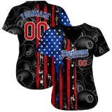 Maxcorners Personalized Text And Number Billiard 3D US Flag Pattern Baseball Jersey Shirt