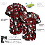 Maxcorners Personalized Text And Number Billiard Ball 8 Red Black 3D Pattern Baseball Jersey Shirt