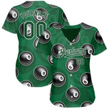 Maxcorners Personalized Text And Number Billiard Green Black 3D Pattern Baseball Jersey Shirt