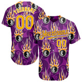 Maxcorners Personalized Text And Number Billiard Purple 3D Pattern Baseball Jersey Shirt