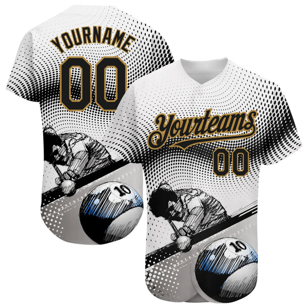 Maxcorners Personalized Text And Number Billiard Ball 10 3D Pattern Baseball Jersey Shirt