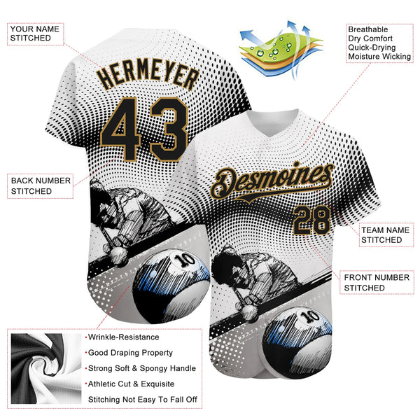 Maxcorners Personalized Text And Number Billiard Ball 10 3D Pattern Baseball Jersey Shirt
