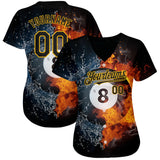 Maxcorners Personalized Text And Number Billiard Fire And Water 3D Pattern Baseball Jersey Shirt