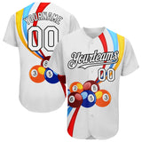 Maxcorners Personalized Text And Number Billiard White 3D Pattern Baseball Jersey Shirt