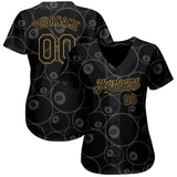 Maxcorners Personalized Text And Number Billiard 8 Gold Black 3D Pattern Baseball Jersey Shirt