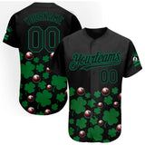 Maxcorners Personalized Text And Number Billiard 8 Shamrock 3D Pattern Baseball Jersey Shirt