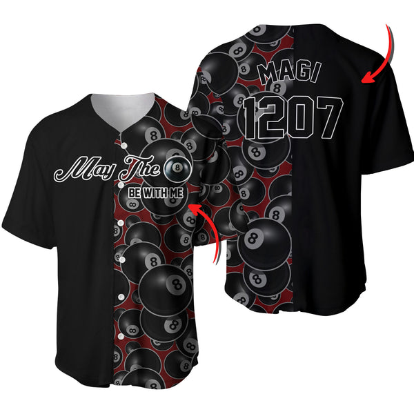 Maxcorners Personalized Text And Number Billiard Ball 8 3D Pattern Baseball Jersey Shirt For Magali