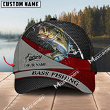 Maxcorners Bass Fishing Personalized Name Metal Pattern 3D Classic Cap