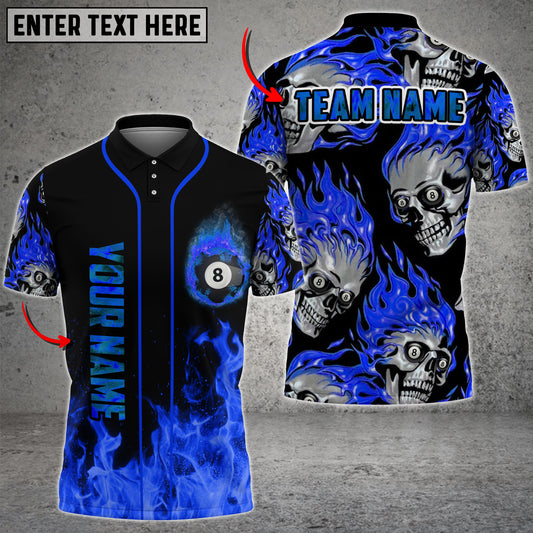 Maxcorners Billiards Ball 8 Skull Multicolor Options Personalized Name 3D Shirt (4 Colors)