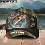 Maxcorners Walleye Fishing Personalized Name Blue 3D Classic Cap