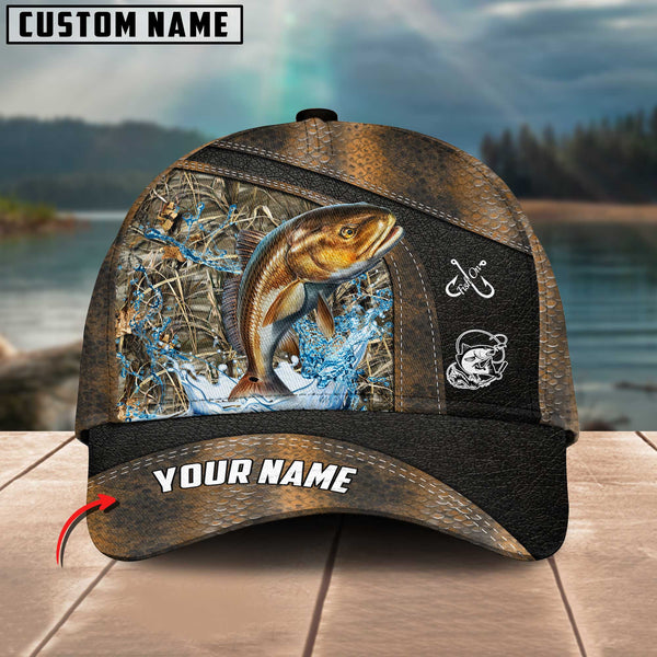 Maxcorners Redfish Fishing Personalized Name Blue 3D Classic Cap