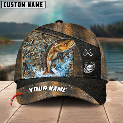 Maxcorners Redfish Fishing Personalized Name Blue 3D Classic Cap