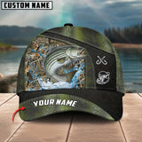 Maxcorners Striped Bass Fishing Personalized Name Blue 3D Classic Cap