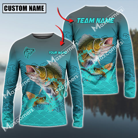 Maxcorner Walleyes Fishing Personalized Name And Team Name 3D Long Sleeve Shirt