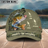 Maxcorners Walleye Fishing Hooked On Freedom Personalized Name Blue 3D Classic Cap