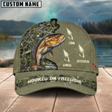 Maxcorners Redfish Fishing Hooked On Freedom Personalized Name Blue 3D Classic Cap