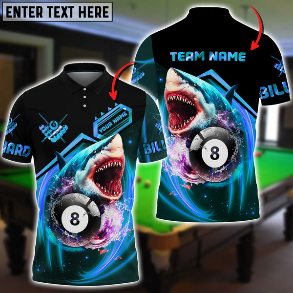 Maxcorners Billiards Shark Ball 8 Personalized Name, Team Name 3D Shirt