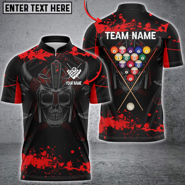 Maxcorners Billiards Samurai Skull Personalized Name, Team Name 3D Shirt