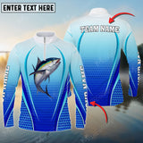 Maxcorners Personalized Text Tuna Fishing Long Sleeve Quarter Zip Jersey Shirt