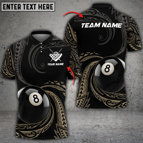 Maxcorners Billiards Polynesian Tattoo Ball 8 Personalized Name, Team Name 3D Shirt