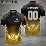 Maxcorners Billiards Ball 8 Golden Wing Personalized Name, Team Name. Number 3D Shirt