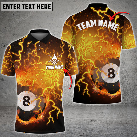 Maxcorners Fire Thunder Billiards Personalized Name, Team Name 3D Shirt