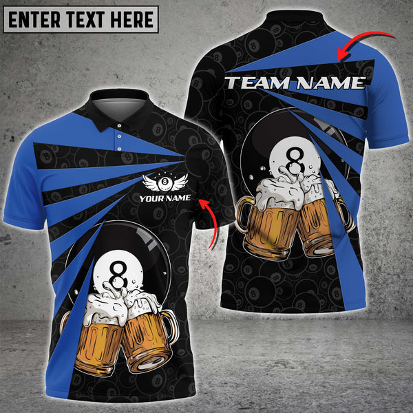 Maxcorners Billiards With Beer Multicolor Options Personalized Name 3D Shirt (4 Colors)