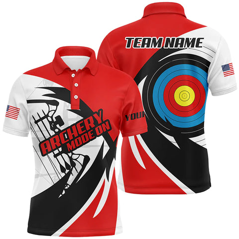 Maxcorners Personalized Text Archery Target Mode On Pattern Polo Shirts