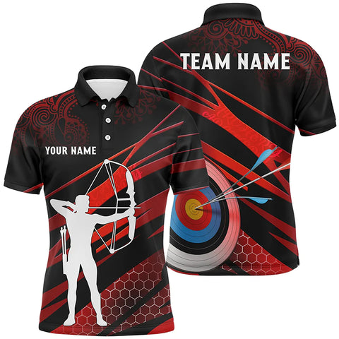 Maxcorners Personalized Text Silhouette Archer 3D Target Archery Polo Shirts