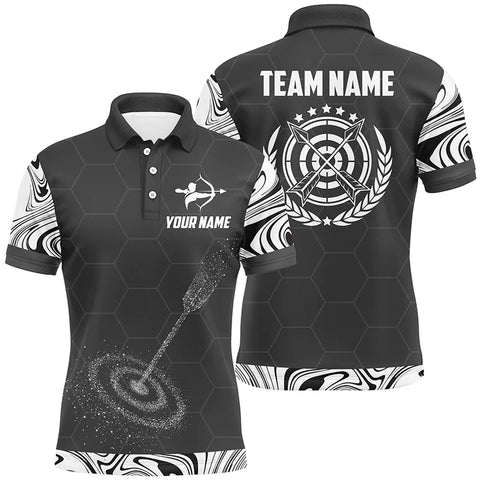 Maxcorners Personalized Text Black White 3D Target Archery Polo Shirts