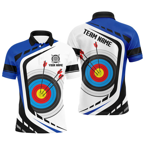 Maxcorners Personalized Text White Blue Jersey Archery Target Shirts