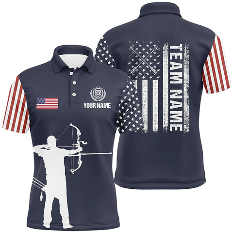 Maxcorners Personalized Text US Archery Target Pattern Polo Shirts