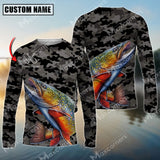 Maxcorner Trout Fishing Camo Personalized Name 3D Long Sleeve Shirt