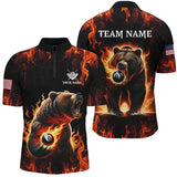 Maxcorners Billiards Bear Pool 8 Personalized Name, Team Name 3D Shirt