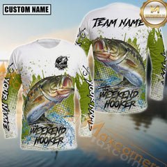 Maxcorners Bass Fishing Weekend Hooker Splash Graphic Personalized Name, Team Name 3D Long Sleeve Shirt