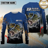 Maxcorners Bass Fishing Jumping Fish Splash Effect Personalized Name 3D Long Sleeve Shirt