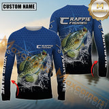 Maxcorners Crappie Fishing Jumping Fish Splash Effect Personalized Name 3D Long Sleeve Shirt