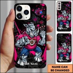 Maxcorners Darts Rhino Muscle Valentine Heart Art Personalized Name Phone Case