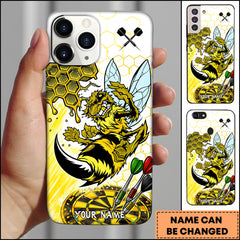 Maxcorners Angry Bee Honeycomb Dart Art Personalized Name Phone Case