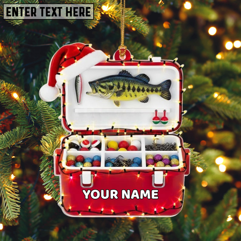 Maxcorners Personalized Fishing Tackle Box 2D Ornament, Fisherman Ornament, Dad Fishing Ornament, Fishing Man Gifts, Fishmas Christmas, Fishing Lovers