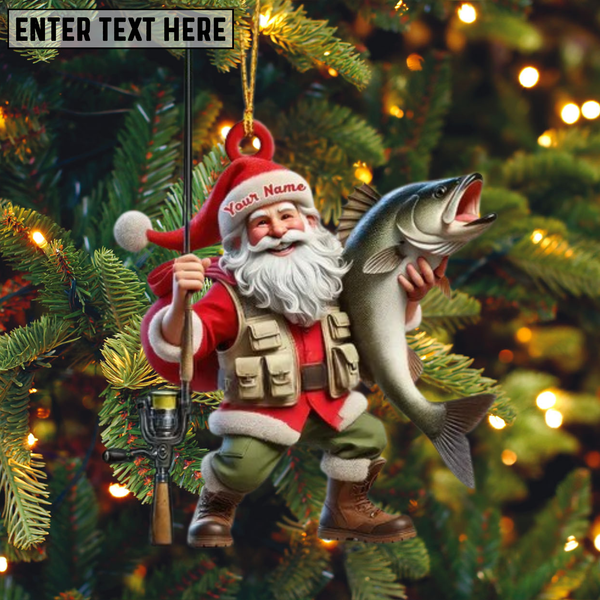 Maxcorners Santa Fishing Scene Ornament, Custom Home Decor Gift