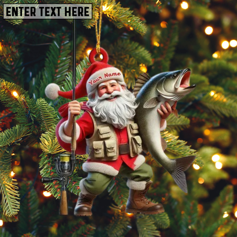 Maxcorners Santa Fishing Scene Ornament, Custom Home Decor Gift