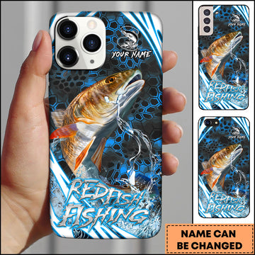 Maxcorners Redfish Fishing Walleye Sport Hexagon Pattern Dynamic Splash Personalized Name Phone Case TU1601