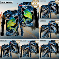 Maxcorners Saltwater Fishing Ocean Wave Predator Personalized Name, Team Name 3D Long Sleeve Shirt