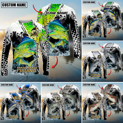 Maxcorners Saltwater Fishing Power Splash Design Personalized Name, Team Name 3D Long Sleeve Shirt