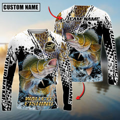 Maxcorners Freshwater Fishing Power Splash Design Personalized Name, Team Name 3D Long Sleeve Shirt