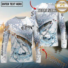Maxcorners Saltwater Fishing Clean Sport Style Personalized Name, Team Name 3D Long Sleeve Shirt