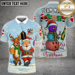 Maxcorners Santa Reindeer Snowman Bowling Beer Personalized Name, Team Name 3D Shirt