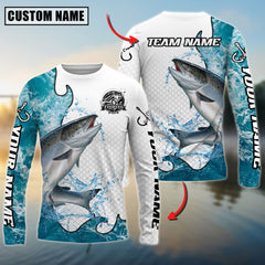 Maxcorners Saltwater Fishing Dynamic Water Splash Scale Pattern Personalized Name, Team Name 3D Long Sleeve Shirt