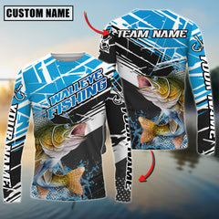 Maxcorners Freshwater Fishing Bold Graphic Splash Contrast Design Personalized Name, Team Name 3D Long Sleeve Shirt